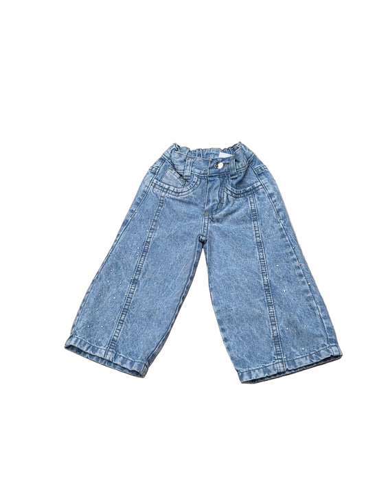 Jean corte con brillos de bebe